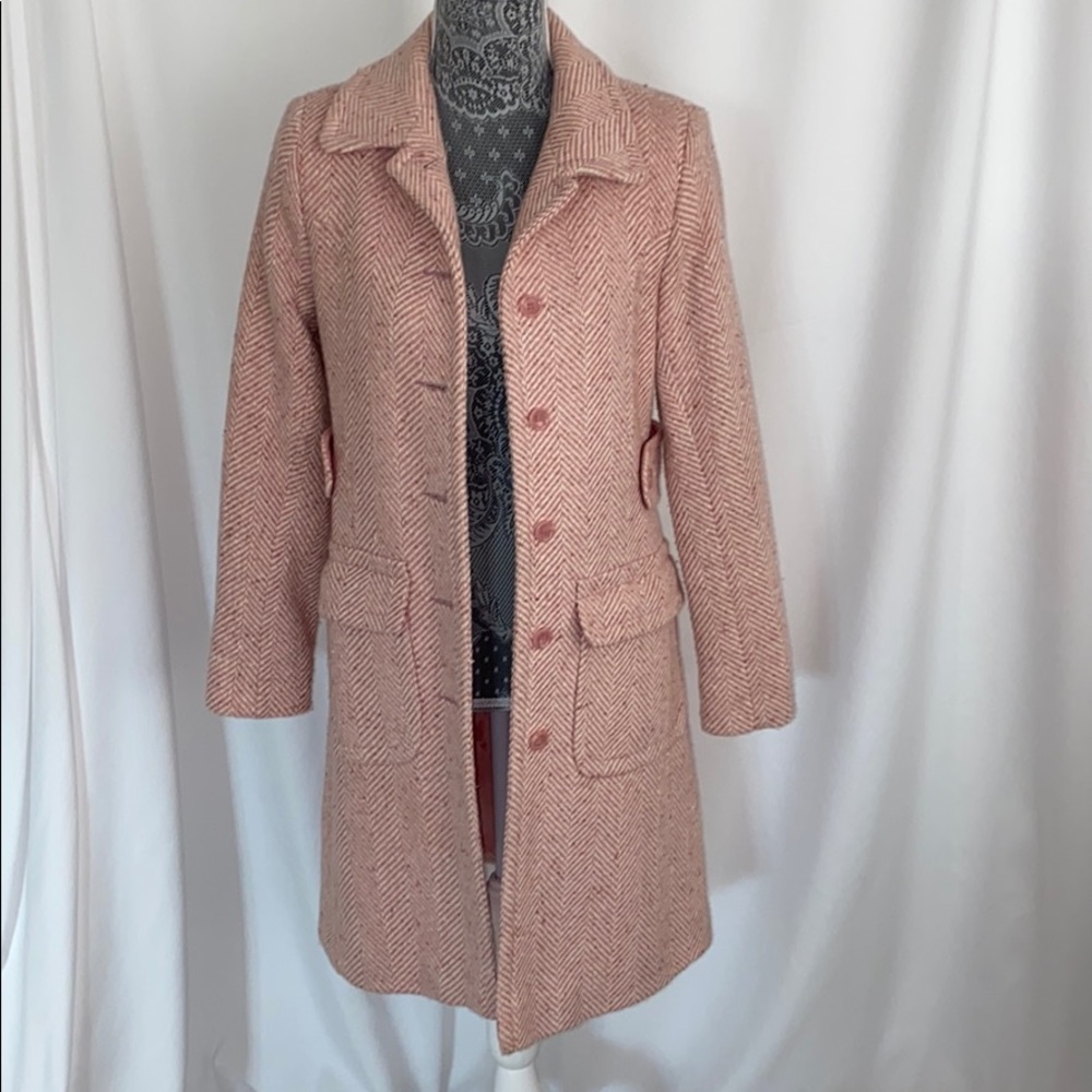 Pink Chevron Wool Coat